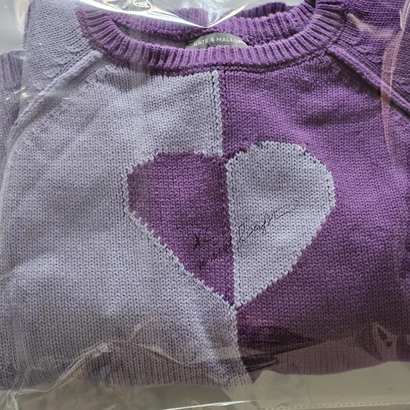 Kate & Mallory Two-Tone Purple Heart Sweater - Picture 15 of 15